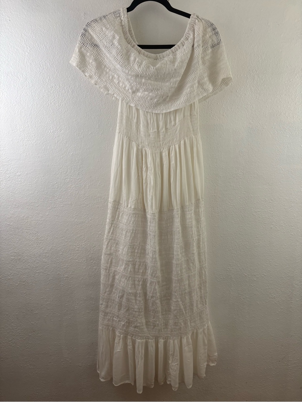 NAOO (Nation AK Outfits) Boho Gauze White Off-Shoulder Maxi Dress size S
